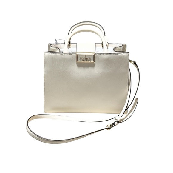Kate Spade Reegan Satchel Crossbody Elegant Leather White Meringue Elegant - Picture 7 of 13